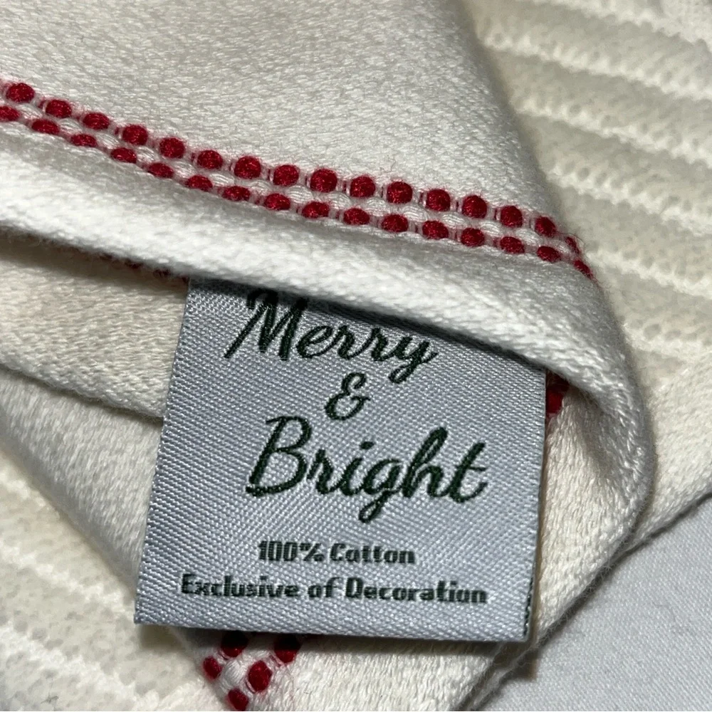 Merry & Bright Cardinal Bird Rhinestone Christmas Holly Berry Holiday Towel Set